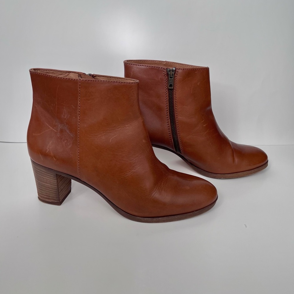 J Crew leather block heel booties/ankle boots.